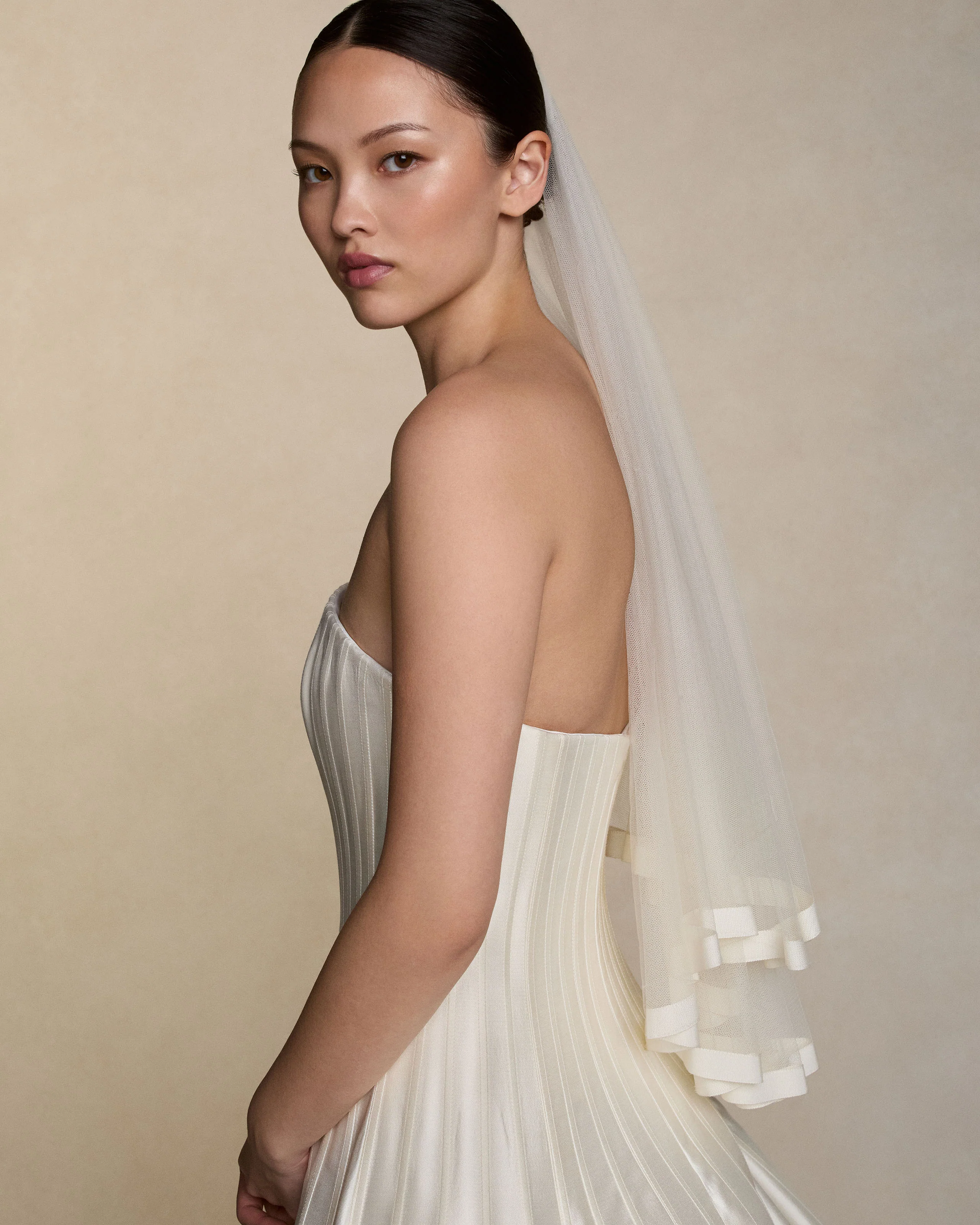 Grosgrain Border Drop Veil - Elbow - Image 3